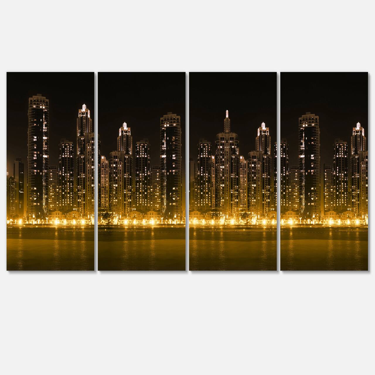 Designart - Modern City with Illuminated Skyscrapers - Cityscape Canvas Print